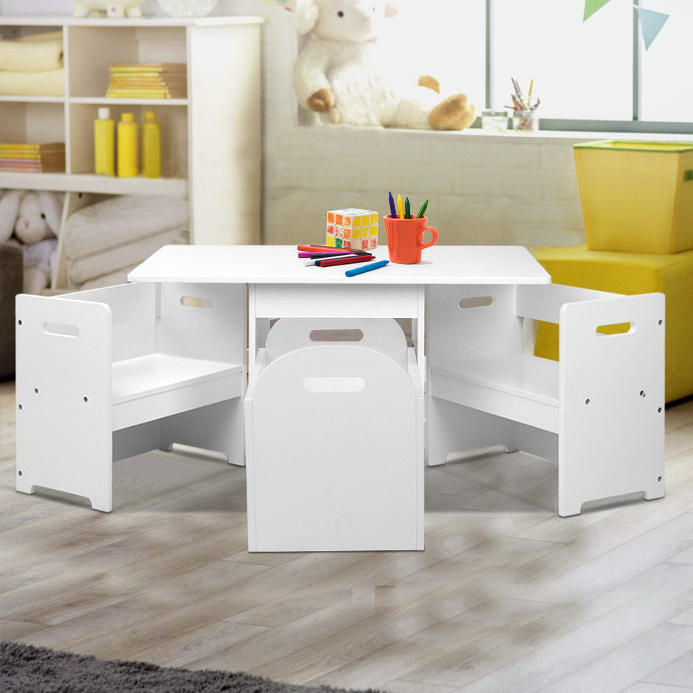 KEEZI 3PCE STORAGE ACTIVITY TABLE CHAIRS SET
