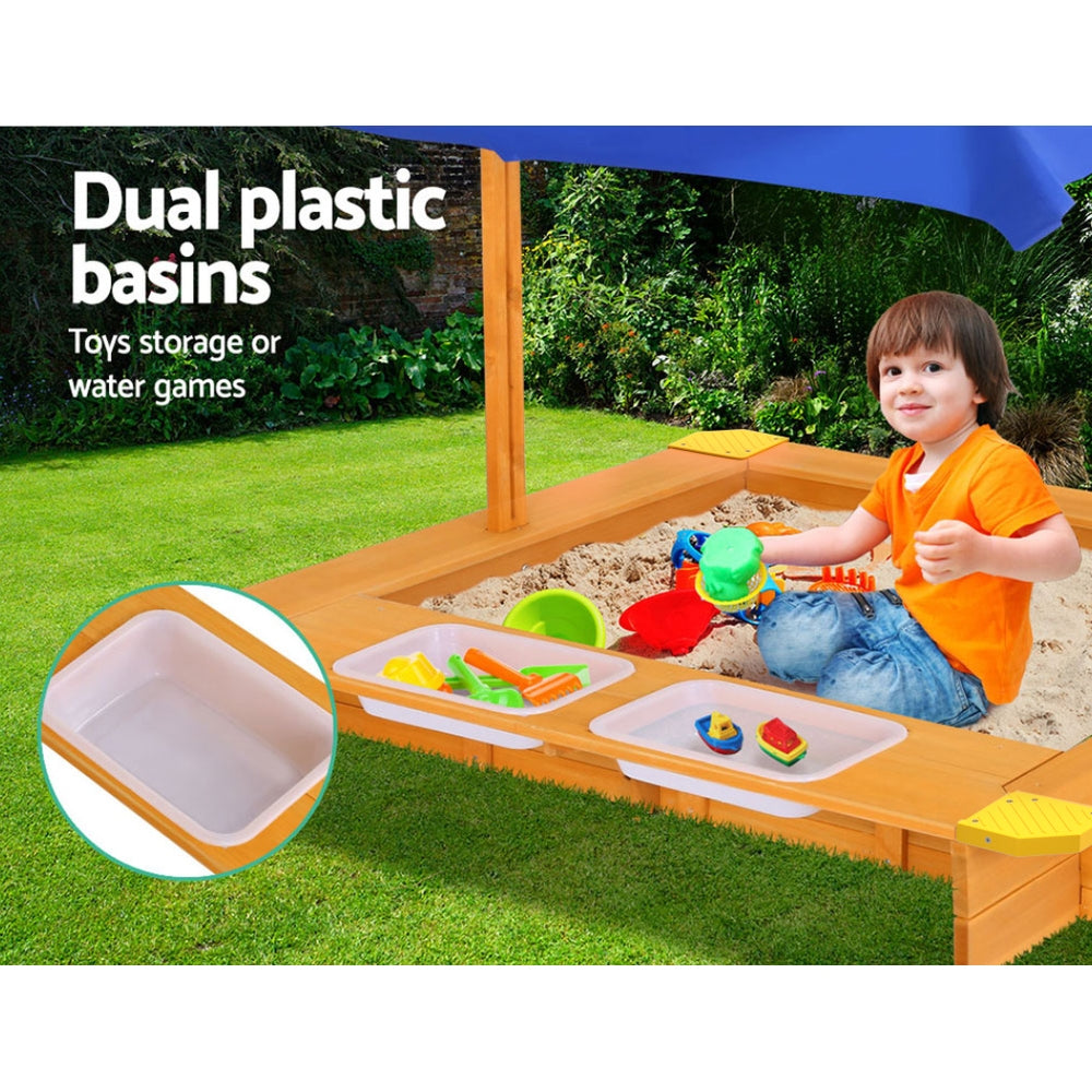KEEZI KIDS WOODEN SANDBOX WITH CANOPY