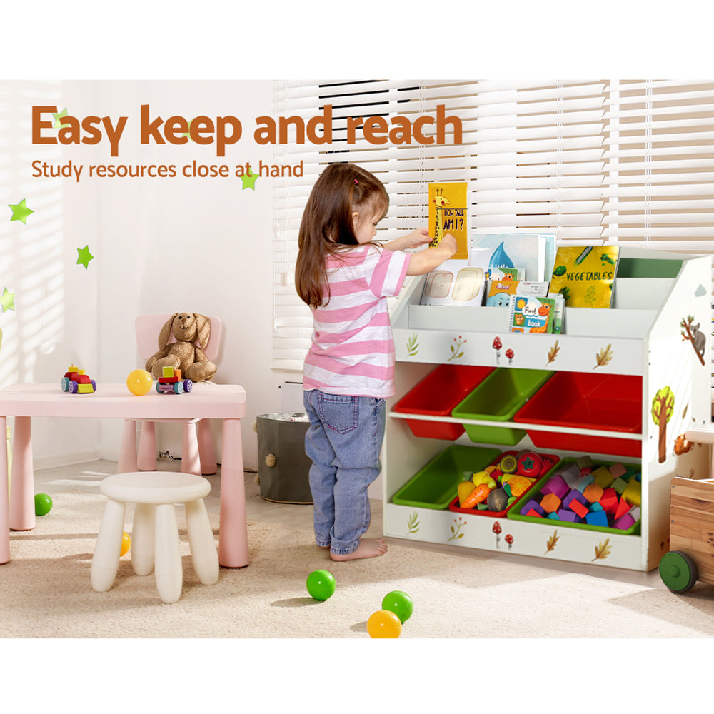 KEEZI KIDS BOOK DISPLAY STORAGE UNIT WITH BINS