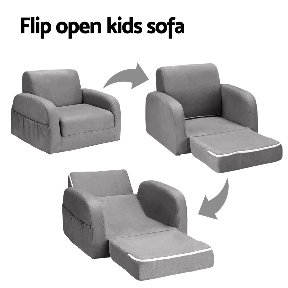 KEEZI KIDS ARMCHAIR LOUNGER - GREY