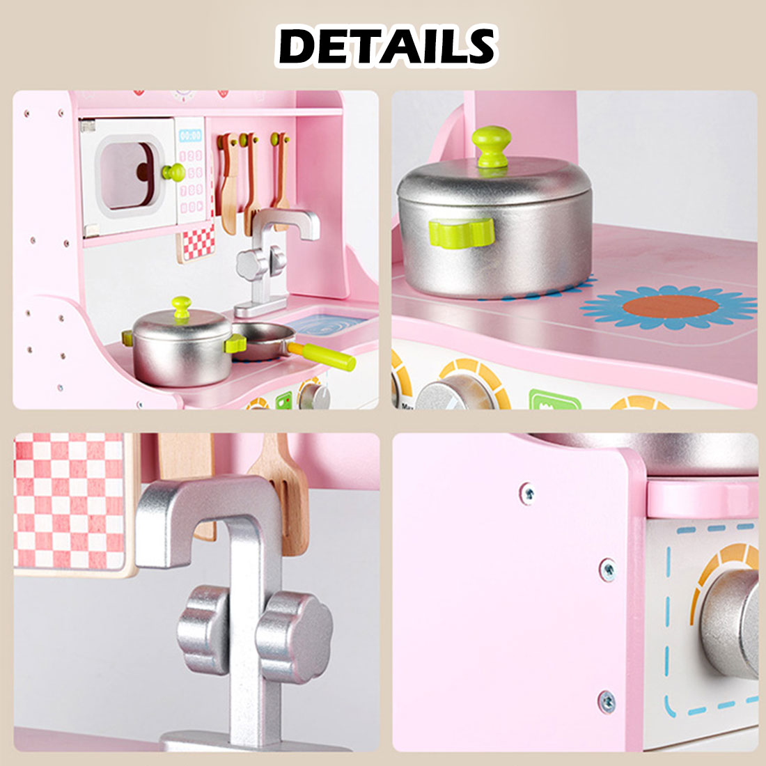 Wooden Kitchen Play Set with Accessories