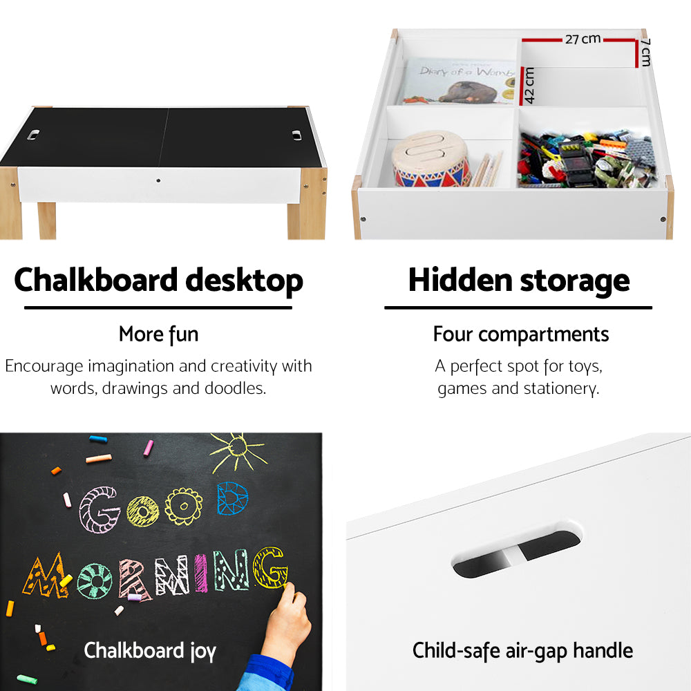 KEEZI 3PCE TABLE CHAIRS STORAGE SET