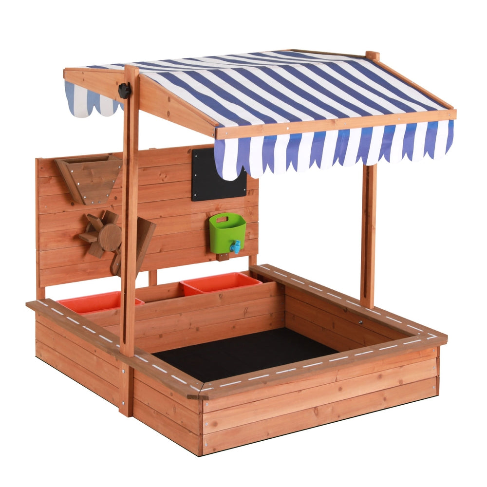 KEEZI KIDS WOODEN SANDBOX WITH CANOPY