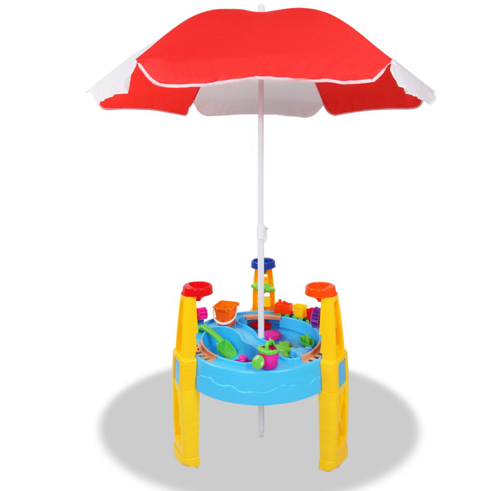 KEEZI KIDS SAND & WATER PLAY SET WITH UMBRELLA