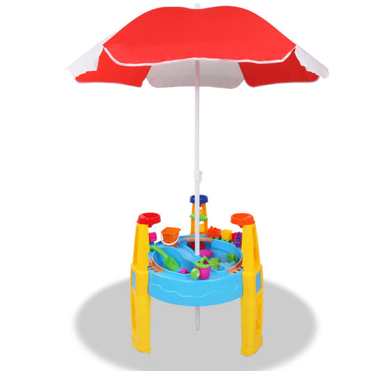 KEEZI KIDS SAND & WATER PLAY SET WITH UMBRELLA