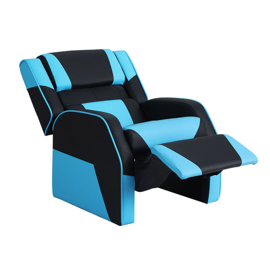 KEEZI KIDS PU LEATHER RECLINER - BLUE/BLACK