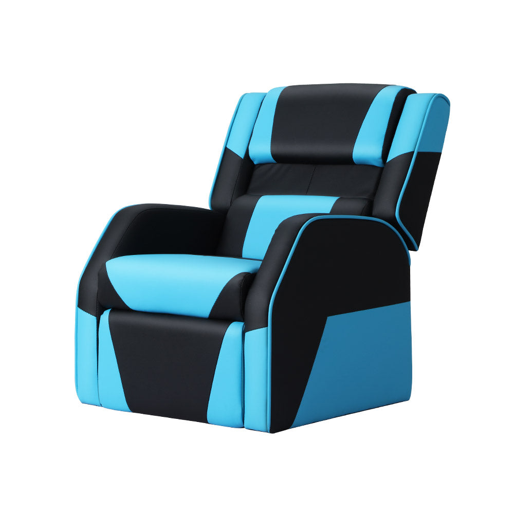 KEEZI KIDS PU LEATHER RECLINER - BLUE/BLACK