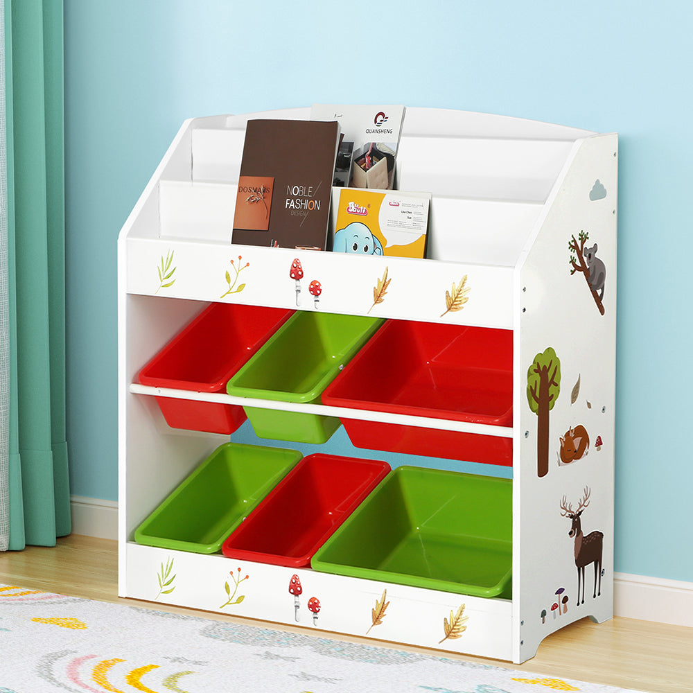 KEEZI KIDS BOOK DISPLAY STORAGE UNIT WITH BINS