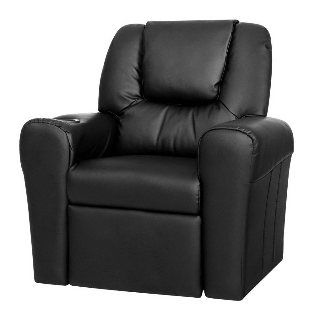 KEEZI KIDS PU LEATHER RECLINER - BLACK