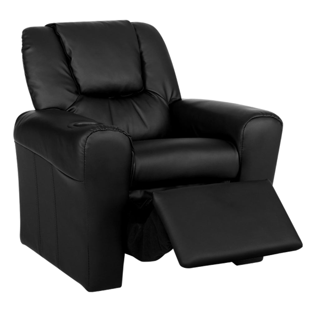 KEEZI KIDS PU LEATHER RECLINER - BLACK