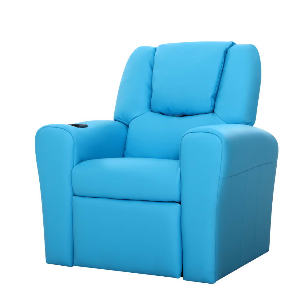 KEEZI KIDS PU LEATHER RECLINER - BLUE