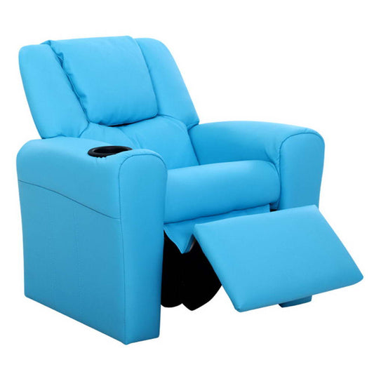 KEEZI KIDS PU LEATHER RECLINER - BLUE