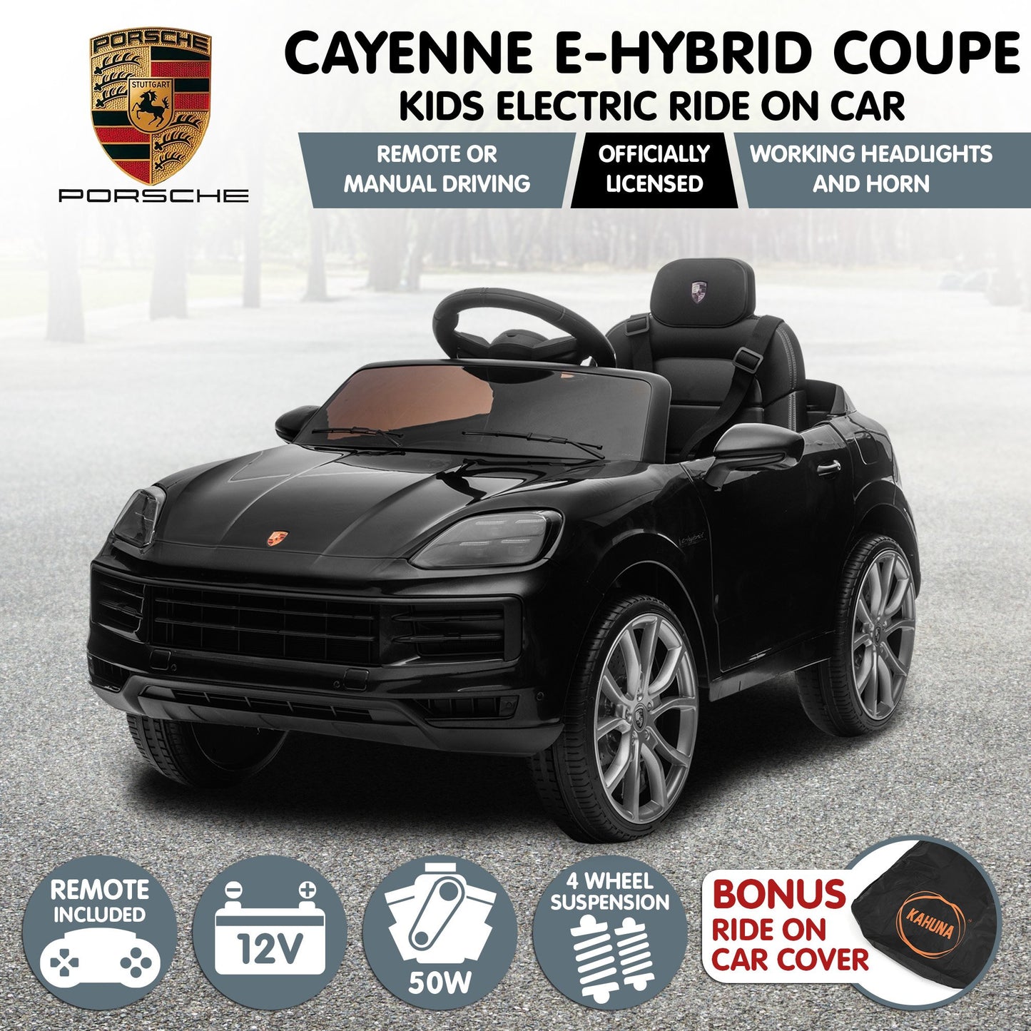 KAHUNA LICENSED PORSCHE CAYENNE COUPE RIDE ON CAR
