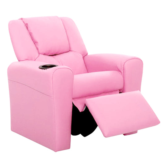 KEEZI KIDS PU LEATHER RECLINER - PINK