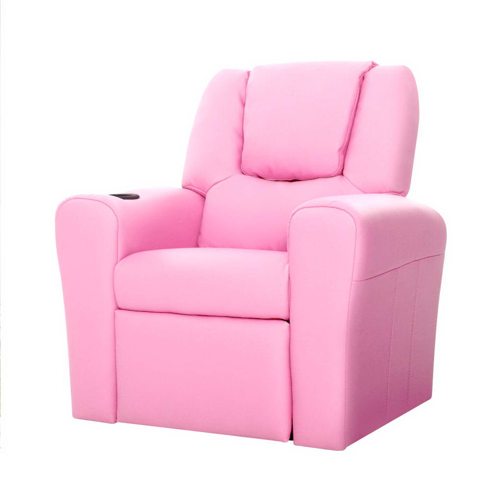 KEEZI KIDS PU LEATHER RECLINER - PINK